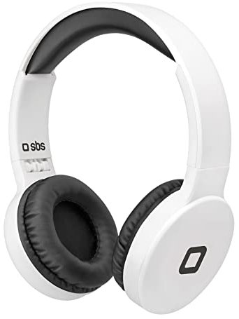 SBS Cuffie wireless DJ TOUCH pieghevoli con padiglioni ergonomici imbottiti, controlli touch multifunzione, fino a 18 ore consecutive di musica, cavo di ricarica USB-Micro USB incluso, bianco, unica