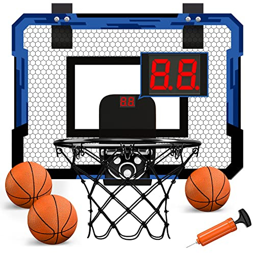 QDRAGON Mini Basketball Hoop Kids, Baskethoop Indoor Outdoor Door Hanging Basketball Board Basketball Set med 3 bollar, nät, backboard och luftpump för pojkar, flickor, barn och vuxna