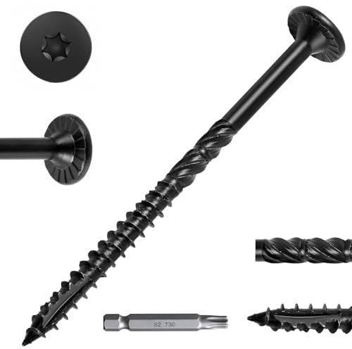 FMhotu #14 Heavy-Duty Wood Screws (4-1/2 Inch,250Pcs,Black)