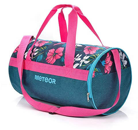 meteor Sporttasche Kinder 25L runde Tasche Gym Tasche Herren schwimmtasche Reisetasche Urlaubstasche klein Fitnesstasche Kindertaschen Schule-Taschen turntasche Jungen