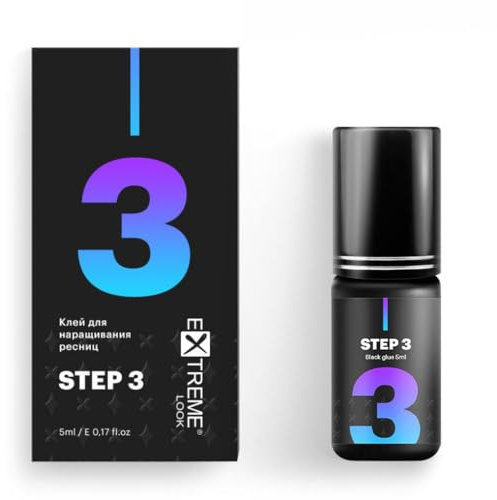 Colla Extension Ciglia Step 3 Extreme Look 5 ML | Colla Ciglia Finte | Extra Forte | 0,5 secondi Tempo di Asciugatura | Durata Ciglia fino a 8 settimane
