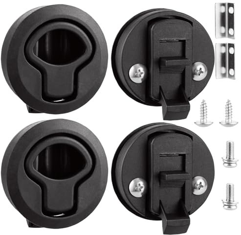 AKOLAFE 4 pcs Push Lock Lock Camper Negro Pull Lock Mueble Cerradura 6cm / 2.4 Inch Round Pushlocks Camper Negro Camping Drawer Lock for Campervan Boat Marine Deck Boat