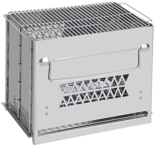 REDCAMP Wood Burning Folding Camp Stove, Stainless Steel, Rectangle Style, Portable, Collapsible, Backpacking, Survival, Rocket Stove, Hiking, Outdoor, Tent, Camping, Picnic, BBQ