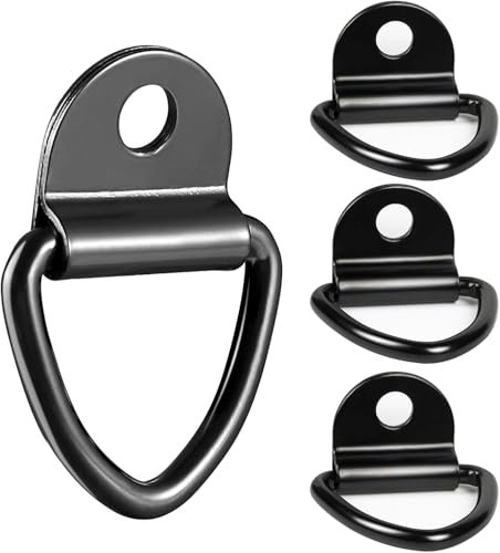 wadafen 4 Pezzi V Anelli di Ancoraggio,D Anello di Ancoraggio,Cochet di Ancoraggio Anello,Carico 450 chilogrammi,Anello di Fissaggio Nero, per Rimorchi,Camion,Barche,Kayak