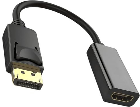 4K DisplayPort to HDMI Adapter, 1080P High Resolution DP(Display Port) Male to HDMI Female Connector, Unidirectional DP to HDMI Gold Plated Video Converter Cable for Laptop, PCs & Multi-Screen Gaming.