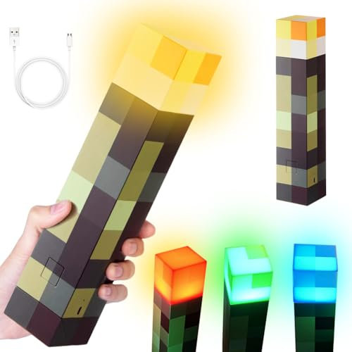 Ruioomeep Craft Torch, 28 cm Multicolor Plastic LED Wall Lamp, Rechargeable Night Light, Craft Wall Lighting Gift for Children, Costume, Cosplay, Living Room, Playroom