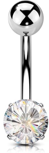 OUFER Body Piercing Corporale in Titanio Barre per Piercing Ombelico Interno 14G Gioielli Piercing Navel Barra Ombelicale Trasparente Piercing Ombelico 10mm Gioielli per Ombelico Anello Ombelico
