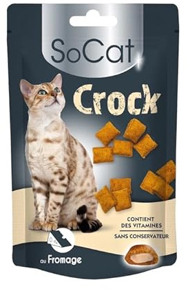 Riga - SoCat Crock Au Fromage - Friandises pour Chat - Biscuit Croquant Au Coeur Crémeux - Riche en Vitamines - sans Conservateur - Récompense Idéale - 60 g