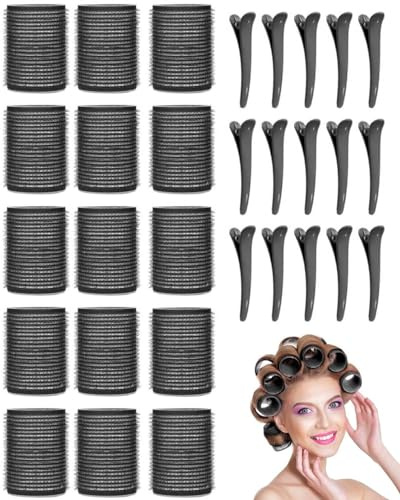 TPZORJX Fer à friser manuel sans chaleur, antiadhésif, 4,8 cm, 15 pièces clips franges(noir)