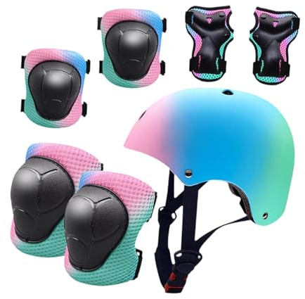 rockible Casco da Bici Robusto per Bambini, Versatile, Comodo con Ginocchiere, Leggero, Facile da Usare, Accessori Regolabili, M
