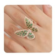 Crystal Butterfly Ring Cubic Zirconia Bow-Knot Knuckle Ring for Women