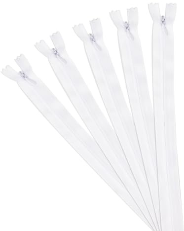 5 Pz Cerniera Lampo Lunga 40 cm, Cerniera Lampo Catena, Cerniere da Cucito Bianche, Zip Cerniere in Nylon Invisibili per Abbigliamento, Tessuti, Jeans, Pantaloni, Borse, Artigianato(Bianco)