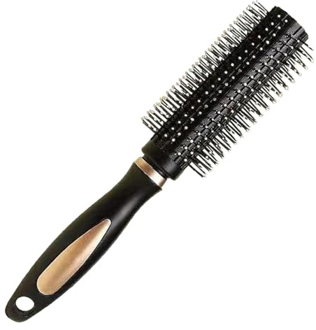 Round Hair Brush,Durable Curling Blow Dry Hair Brush,Anti-Static Rubber Hairbrushes for Hairdressing Salon Styling And Grooming At Home,Curling,Add Volume & Shine,Don't hurt scalp (Black,L23x3.5cm)