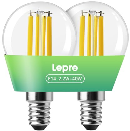 Lepro Bombilla LED E14, 2.2W Equivalente a 40W, 470LM 2700K Luz Cálida 2Pcs