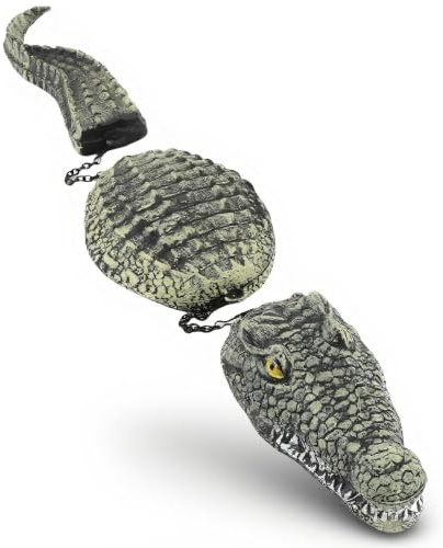 StaZamor Realistisk grön flytande alligator-dekoration för damm, design med stängd mun, dammdekorationer för utomhuspooler och trädgårdar