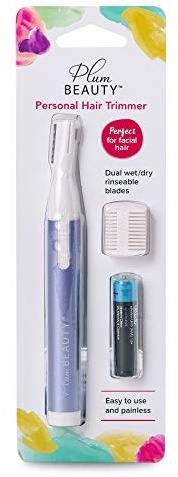 Plum Beauty Hair Trimmer, Dual Trimming System, Safe for Any Body Part, Extra Fine Blade, Dual Length Comb Attachment