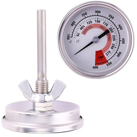 HERCHR Termometro per affumicatore, 75 ℃ a 300 ℃ Termometro da cucina analogico per arrosti in acciaio inox, ideale per carne, pesce, pollame