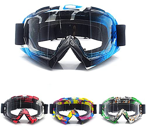 APEBAZY Gafas de Motocicleta - Gafas ATV Dirt Bike Anti UV Gafas de Esquí Resistentes al Viento Gafas Protectoras de Ciclismo Para Crucero Scooter Motocross al Aire Libre Corredor Conducción - Azul