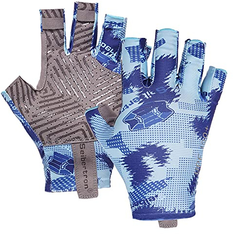 Seibertron S.P.S.G-2 UPF100+ Sun/UV Protection Fishing Glove Also fit Driving Cycling Kayaking Paddling Boating Sailing Rowing etc Outdoor Breathable Gloves Youth Blue S
