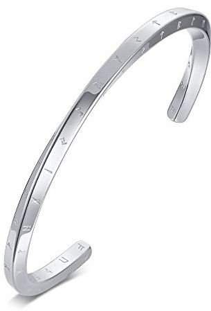 Viking Cuff Bracelet for Men - Stainless Steel Mobius Twist Open Bangle, Nordic Inspired Runic Jewellery Gift for Him, Sleek Bracelet for Dad Husband Boyfriend, Birthday Christmas Gift Silver 64mm
