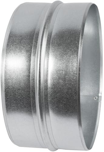 Vent Systems 200 mm / 8'' Inch Galvanized Steel Duct Connector - Round Ventilation Duct Extension - Metal Vent Coupler - Metal Hose Coupling - Galvanised Pipe Connector - Inline Air Extraction