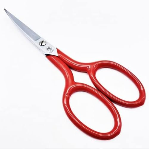 NTS-Solingen Steppschere gebogen | Textilschere vernickelt | Stoffschere aus hochwertigem C45 Normalstahl | Schneiderschere roten Griffen allergiehemmend | 6,0= ca. 16 cm | Made in Solingen