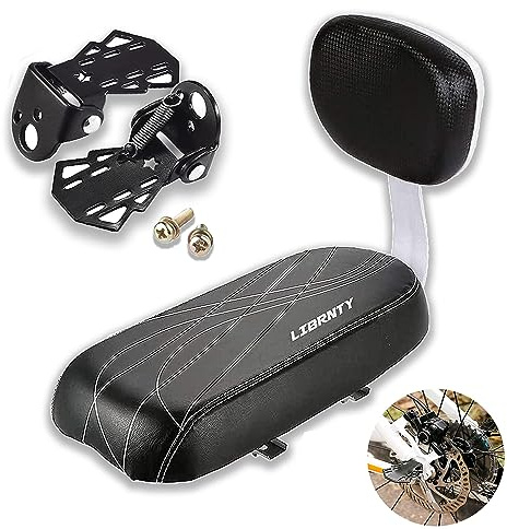 LIBRNTY Asiento Trasero de Bicicleta de montaña,Cojín de Asiento Trasero de Bicicleta,Pedales Traseros de Bicicleta,sillín Trasero de PU Negro,cómodo Asiento de Bicicleta para Adultos