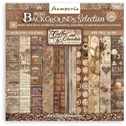 Scrapbooking Pad 10 sheets cm 30,5x30,5 (12x12) Maxi Background selection - Coffee and Chocolate