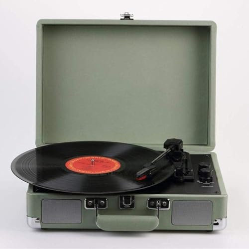 Giradischi vintage, giradischi portatile, valigia giradischi con altoparlante stereo Bluetooth a 3 velocità, supporta uscita USB/RCA/jack cuffie grammofono