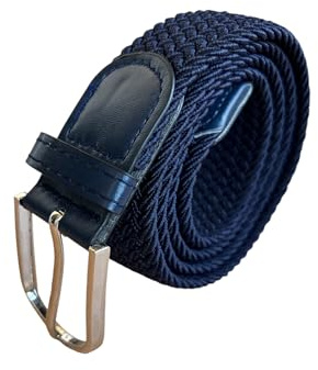 ROMA RETAIL Cinturón para Hombre, Cinturón Trenzado Elástico Extensible Unisex Hombres Mujeres Tejido Trenzado Elástico para Jeans (Azul)