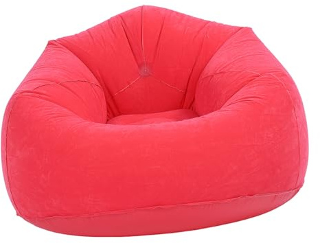 Mumusuki Poltrona Gonfiabile, Borsa Senza Fagioli, Floccante, Divano Gonfiabile Pieghevole Portatile in PVC, per Soggiorno, Camera da Letto, Balcone, Sala Lettura, Viaggio (Rosso)