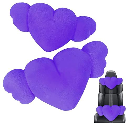 Cojín para coche en forma de corazón – 2 cojines de felpa para alas, cómodo y bonito, perfecto para conducir, en casa y añadir un toque de suavidad a tu asiento de coche
