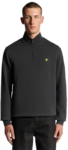 Lyle & Scott Premium Troyer herr – 100% bomull | Halv dragkedja sweatshirt med basdesign | XS-XXL, W635 Gunmetal, XL