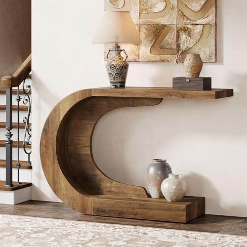 Tribesigns Mesa Consola, Muebles Entrada Recibidor Rústico, 110 x 35 x 75 cm, Consola Recibidor, Mueble Recibidor para Entrada, Estíbulo, Marrón