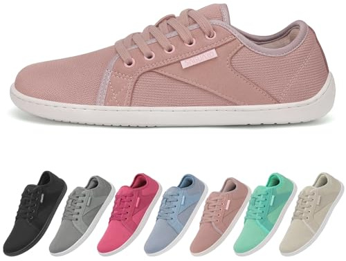 SAGUARO Chaussures Minimaliste Femme Homme Knit Chaussures de Trail Antidérapant Chaussures Décontracté Pieds Nus Respirant Barefoot Shoes pour Fitness Marche, Luck Ⅰ, Rose à joug, 40 EU