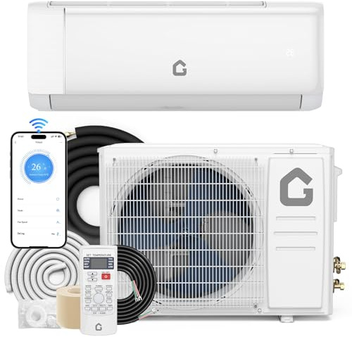 19 SEER2 Mini Split AC, 230V 9000 BTU Mini Split Heating and Coolings up to 450, Inverter Mini Split System w/Remote Control, Low Nosie,Mini Split Air Conditioner for Home
