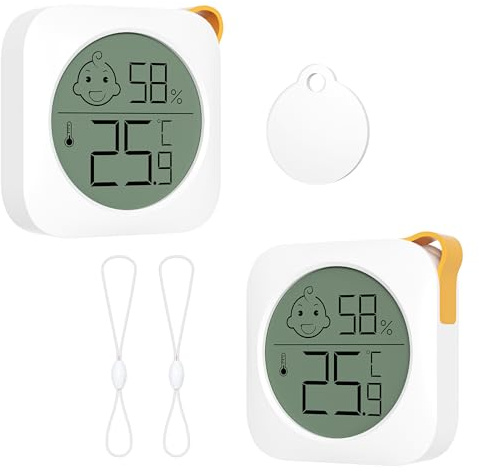 2 Pack Room Thermometer Indoor Hygrometer Mini Digital Humidity Meter Accurate Temperature and Humidity Monitor for Bedroom Home Office Greenhouse