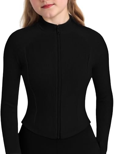 BekeBig Girl's Athletic Jackets Workout Jackets Zip Up Jacket Long Sleeve Kids Equestrian Horse Riding Shirts Yoga for 8-12Y (10 Years)