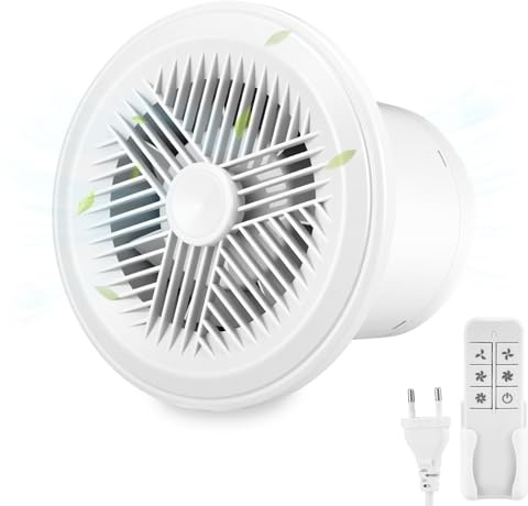 Aspiratore Bagno 100Mm,3 Velocità,130 M³/H,Impermeabile Ipx4, Con Telecomando,Ventola Aspirazione Silenzioso 15W Per Bagno,Cucina,Wc,Garage