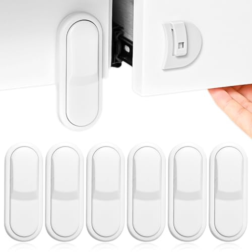 6 Pezzi Blocca Cassetti Per Bambini, Sicurezza Cassetti Bambini con Potente Adesivo, Nessun Trapano Necessarioc, Chiudi Cassetti Bambini per Armadietto, Cassetto, Armadio, Frigorifero, Bianca