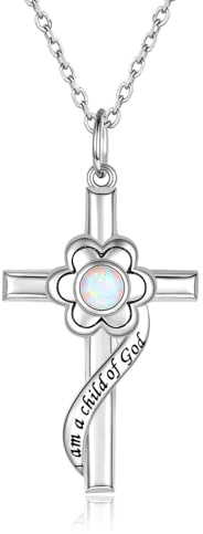 Sterling Silver Opal Blomkorshänge Dop Smycken Första nattvardsgåvor för kvinnor Guddotter