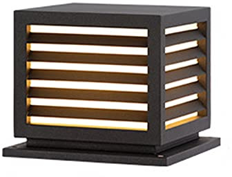 Lanterna a Colonna con Aspetto a Strisce, Lanterna a Colonna per Esterni,Da a Colonna Impermeabile, Materiale in Acciaio Inossidabile, Luce da Ponte, Luce da Palo Nera, Luci da Pavimento Antipioggia,