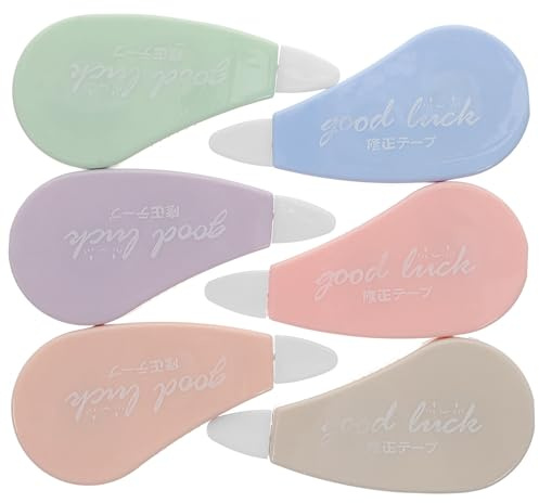 6 Pièces Ruban Correcteur Portable pour Étudiants, Blanc, Pas