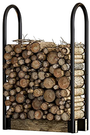 Fire Beauty Firewood Log Rack Adjustable Bracket Kit, Fireplace Wood Storage Holder,Black Powder,Coated Steel, Outdoor and Indoor(Adjustable)