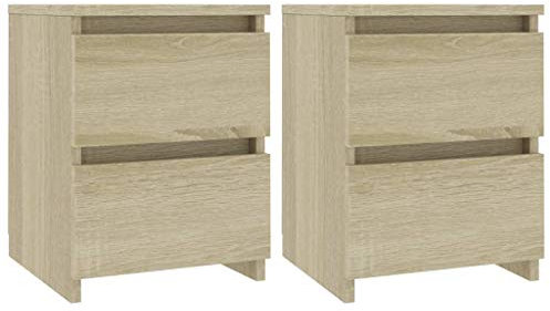vidaXL 2X Comodini Moderni Eleganti Robusti con Cassetti Portaoggetti Armadietto Comò Cassettiera Versatile Rovere Sonoma 30x30x40 cm in Truciolato