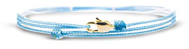 Made by Nami Tunt Wrap Armband för Dam & Herr – Justerbart Snörearmband med Karbinhake i Rostfritt Stål – Handgjort Vattentåligt Surfarmband – Minimalistiskt Marint Smycke (Ljusblå Guld)