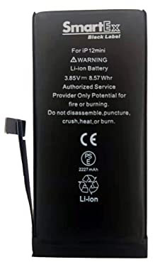 Smartex® Black Label Batterie Compatible avec iPhone 12 Mini - 2227 mAh | Garantie 2 Ans