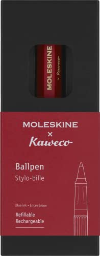 Moleskine x Kaweco Ballpen Refillable Pen in ABS plastic for Writers, Note-takers, Refill 1.0 mm with Blue Ink Included, Color Red
