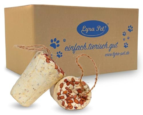 Lyra Pet® | 2 x 12 STK. Fettriegel mit Erdnüssen | Fettfutter mit Erdnussbutter, Saaten & Kernen | Wertvolle Energiequelle für Wildvögel | Fettreich & Biologisch Abbaubar | Ganzjähriges Vogelfutter