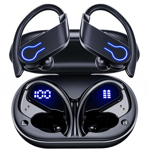 CoolJumper Wireless Bluetooth Earbuds 120H Playtime Bluetooth 5.3 Ear Buds for Sports, Hi-fi Stereo Earphones with LED Display Charging Case, Headphones for Running/Workout Audifonos inalambricos